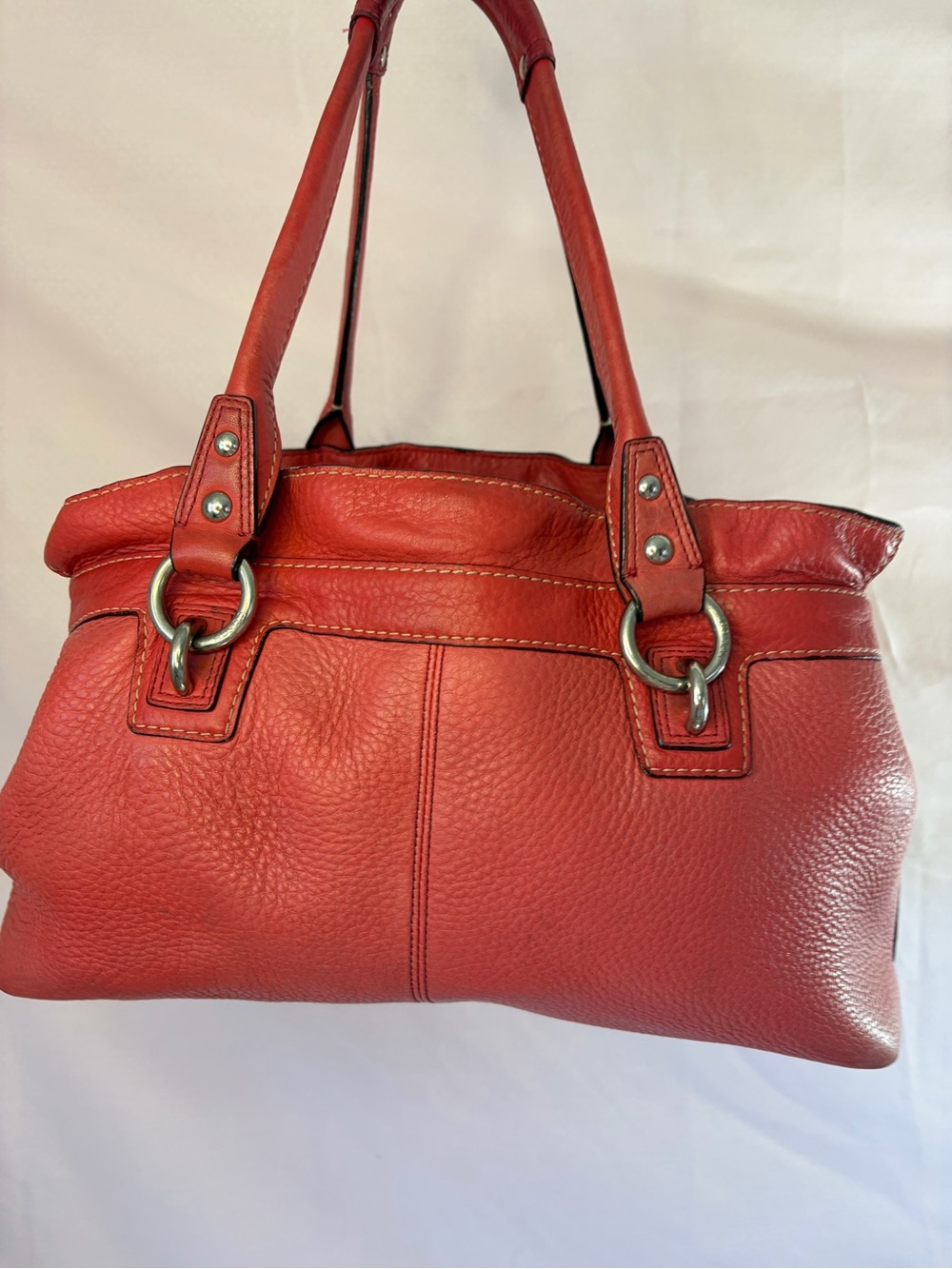 Coach Red Leather Shoulder Bag with Silver Hardware - Picture 2 of 12